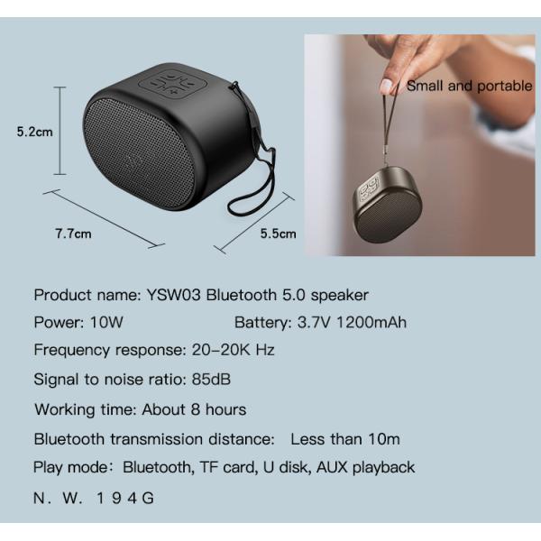 سماعة لاسلكية Yesido Newest 10W Bass Stereo Sound Home Party Speakers Wireless Portable Mini Bluetooths Speaker