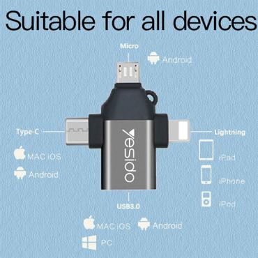 وصلة Type-C / Micro USB / Apple من ‏yesido Gs15 