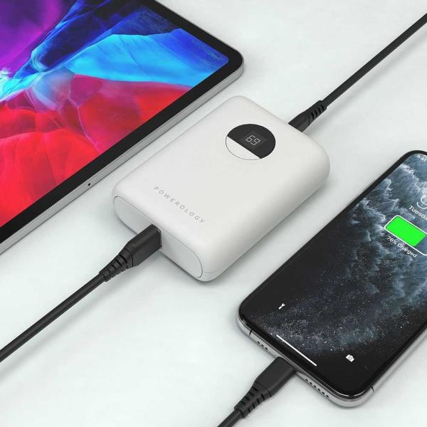 Powerology 10000mAh Ultra-Compact Power Bank 20W PD & QC3.0 USB-A and USB-C