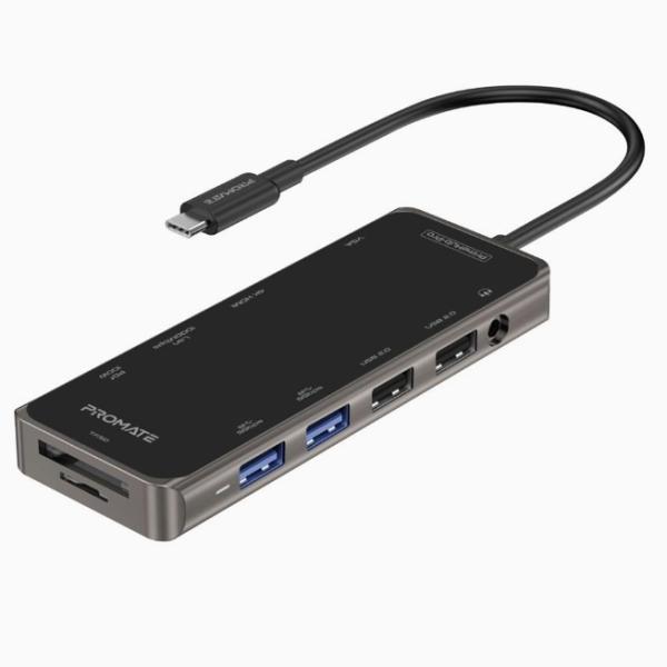 PROMATE PrimeHub-Pro 11 in 1 Ultra-Fast Multiport USB-C Hub with 100W Power Delivery