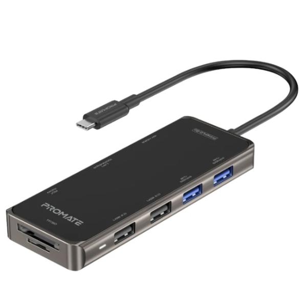 PROMATE PrimeHub-Go 9 in 1 Compact Multiport USB-C Hub with 100W Power Delivery