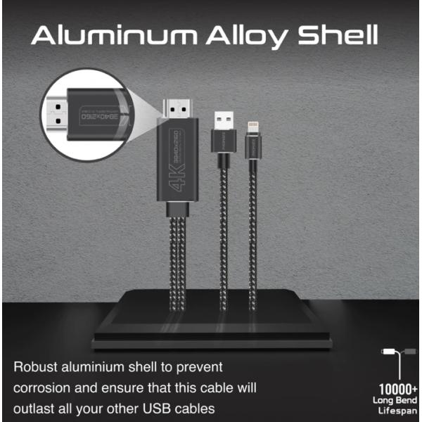 PROMATE MediaLink-LT 4K High Definition Lightning Connector to HDMI Cable