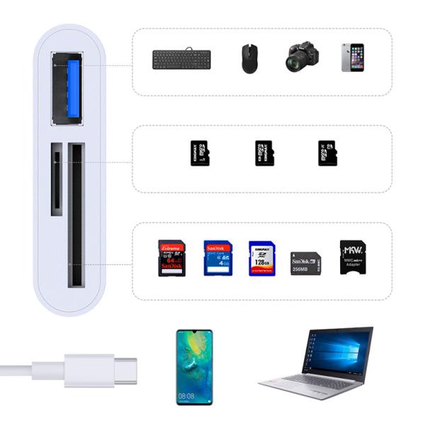 وصلة Yesido TYPE-C TO USB 3.0 + TF/ SD CARD SLOT READING PLUG AND PLAY OTG ADAPTER