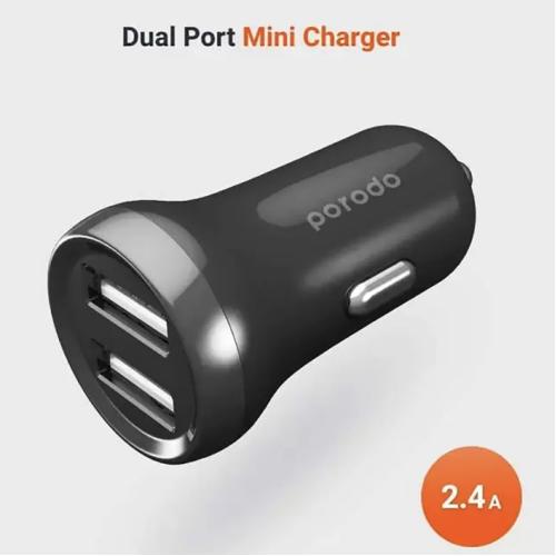 فيشة شحن للسيارة Porodo Dual Port 2.4A Mini Car Charger