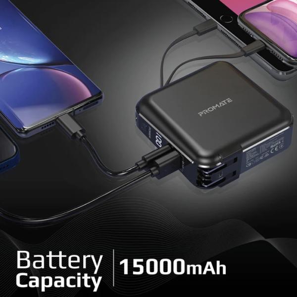 شاحن جداري شحن سريع  بقوة 15000mAh مع كيبل من PROMATE