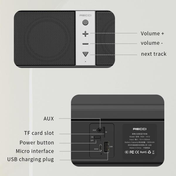 سبيكر لاسلكي يدعم Card, U-Disk, AUX & FM من RECCI