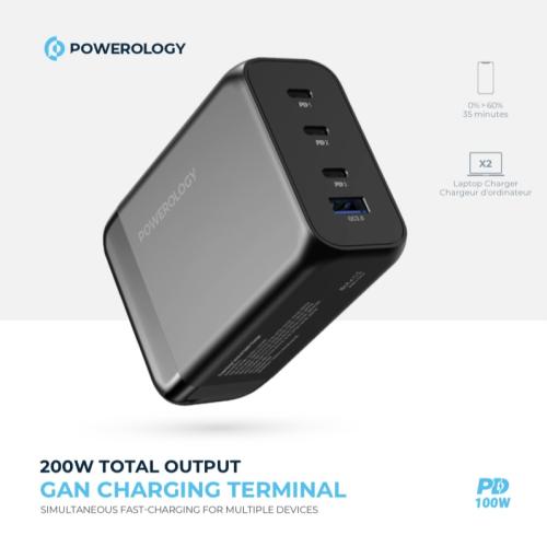 powerology 200W total output gan charging terminal