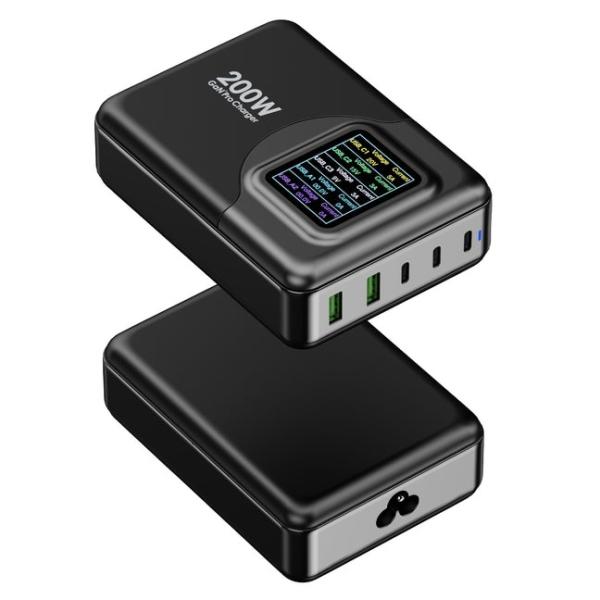 Powerology 200W Total Output GaN Charging Terminal With LED -Voltage Display