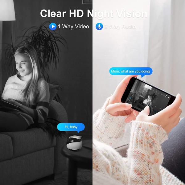 روبوت كاميرا المراقبة Enabot Ebo Remotely Movable Security Robot, Smart Pet Camera, Interactive Smart Robot, Pet Monitor, Security Camera, Petpal, Two Way Audio & WiFi Full HD & Full-Room View & Live Video (Ebo Air)