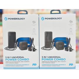 Poweology 5 in 1 universal power combo 10000mAh PD  power bank / 38W charger  fast - chargig cables combinaison de puissance universelle