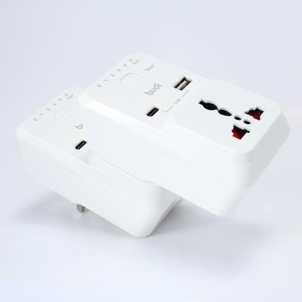 BUDI 3 PIN TIMER HOME CHARGER 12 WATT WITH TYPE-C CONNECTER M8J313U