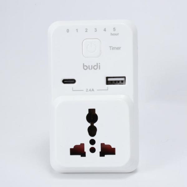 BUDI 3 PIN TIMER HOME CHARGER 12 WATT WITH TYPE-C CONNECTER M8J313U