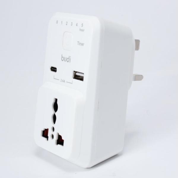 BUDI 3 PIN TIMER HOME CHARGER 12 WATT WITH TYPE-C CONNECTER M8J313U