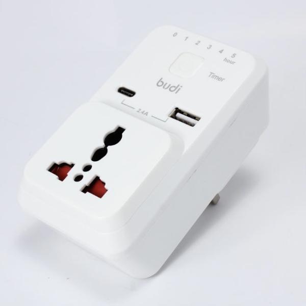 BUDI 3 PIN TIMER HOME CHARGER 12 WATT WITH TYPE-C CONNECTER M8J313U