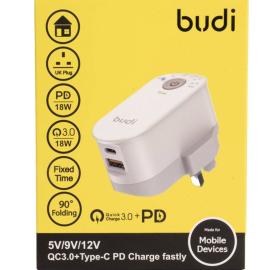 Budi Type-C PD Charger 5V / 9V / 12V QC3.0+ - White