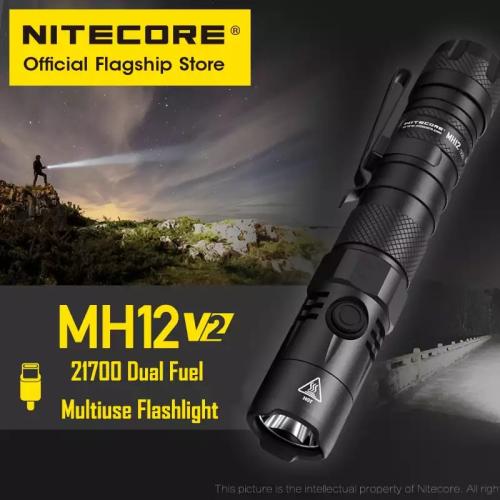 Nitecore MH12 V2 CREE XP-L2 V6 LED Flashlight -1200 Lumens -21700 Battery (Included) w/Eco-sensa USB charging cable