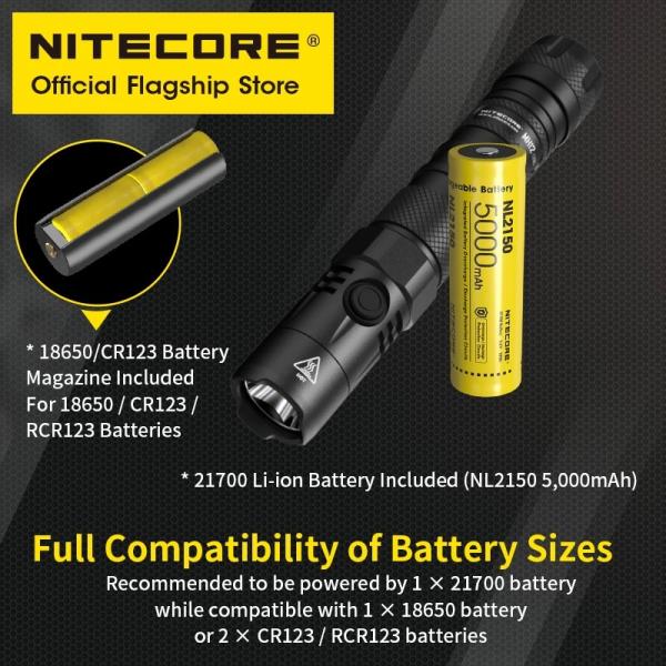 Nitecore MH12 V2 CREE XP-L2 V6 LED Flashlight -1200 Lumens -21700 Battery (Included) w/Eco-sensa USB charging cable