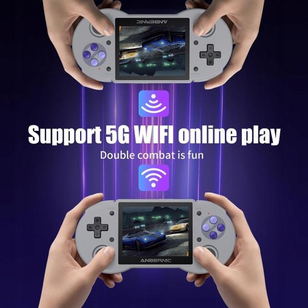 لعبة ANBERNIC RG353P Handheld Game Console Support 5G WiFi 4.2 Bluetooth Dual OS +Android 11, Linux RK3566 64BIT 64G TF Card 4452 Classic Games 3.5 Inch IPS Screen 3500mAh Battery