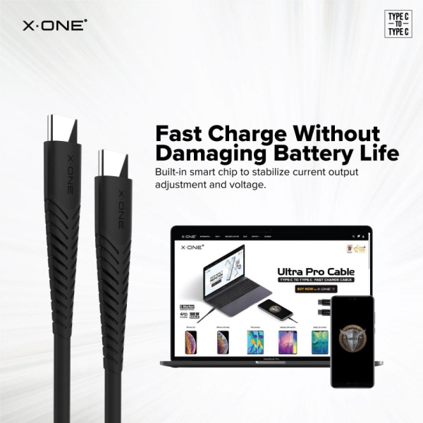 كيبل شحن X.One® Ultra Pro 100W Cable [PD support + QC3.0] (Type-C to Type-C)