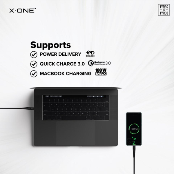 كيبل شحن X.One® Ultra Pro 100W Cable [PD support + QC3.0] (Type-C to Type-C)