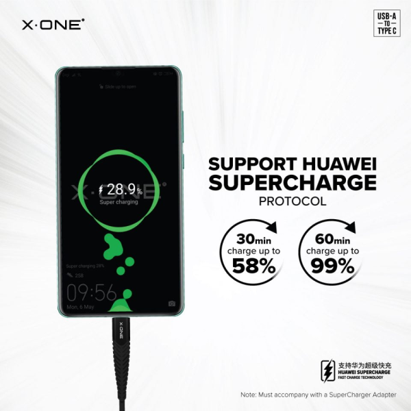 كيبل شحن X.One® Ultra Pro 5A Cable [Huawei SuperCharge support + QC3.0] (USB-A to Type-C)