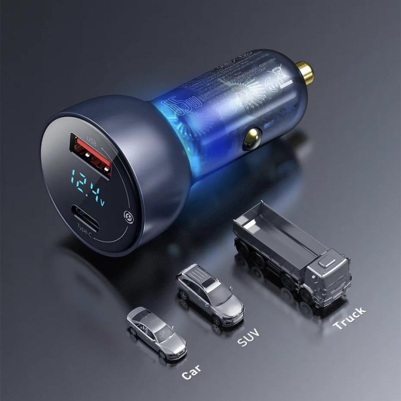 Baseus car charger USB / USB Type C 65 W 5 A SCP Quick Charge 4.0+ Power