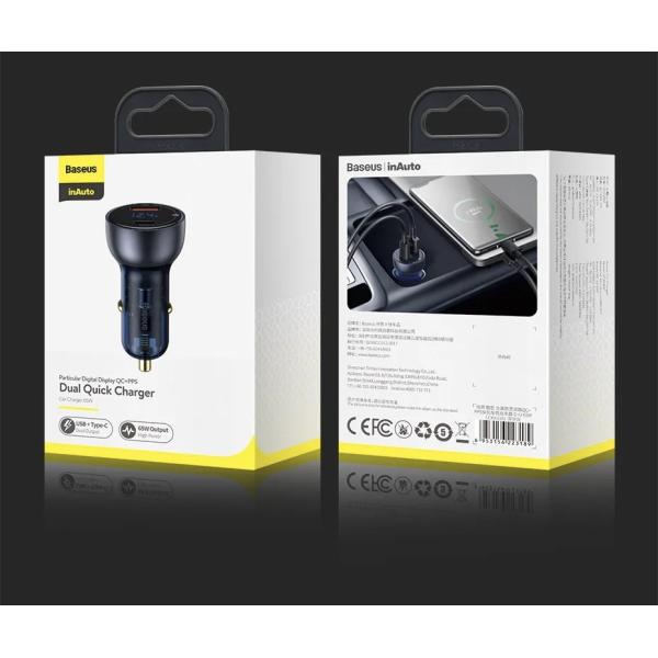 Baseus car charger USB / USB Type C 65 W 5 A SCP Quick Charge 4.0+ Power 