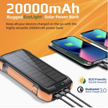 شاحن متنقل بالطاقة الشمسية 5 في 1 بقوة 20000mah - 20W