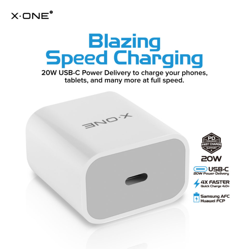 فيشة شحن جدارية بقوة 20 واط بمنفذ USB-C من X.ONE