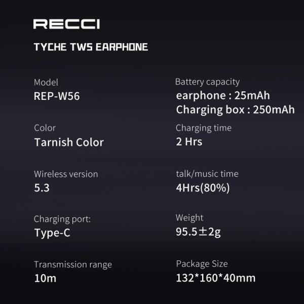 سماعة بلوتوث بتصميم مميز  RECCI REP-W56 Tyche TWS Earphone 