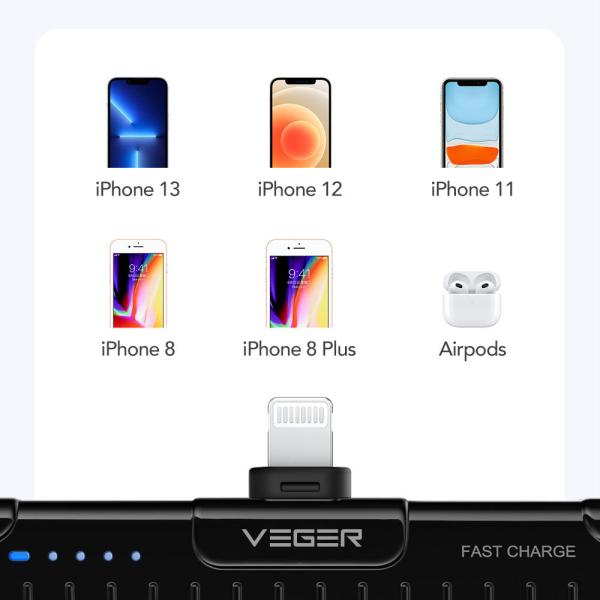 شاحن متنقل صغير للآيفون سعة 5000 مللي أمبير بقوة 20 واط من VEGER