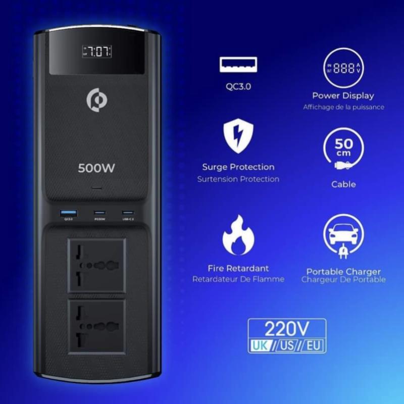 محول شحن للسيارة متعدد المنافذ ومخرج USB مزدوج بقوة 500 واط من POWEROLOGY