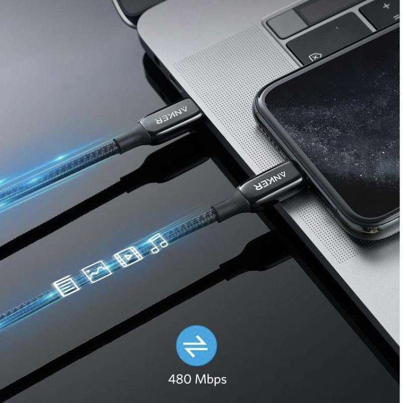 كيبل شحن Anker PowerLine + III USB-C Cable with Lightning Connector 0.9m 3ft