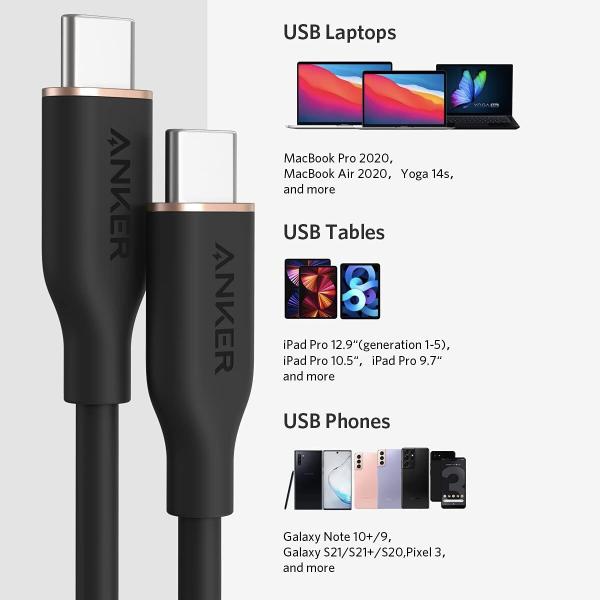 كيبل شحن Anker PowerLine Flow USB-C to USB-C 100W Cable 0.9m 3ft