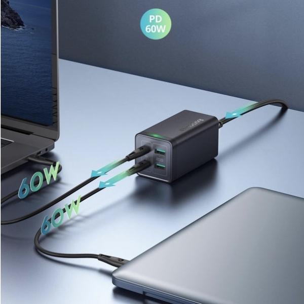 محول شحن لسطح المكتب بقوة 120 واط 4 منافذ وكيبل شحن USB TO USB من RAVPOWER